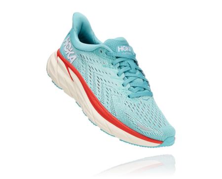 Hoka One One Clifton 8 - Adidasi Alergare Largi Dama Turcoaz Deschis / Albastri | RO-7yM34jE